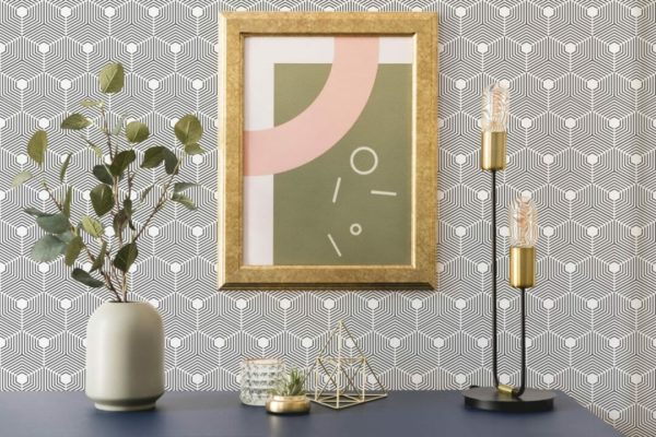 Geometric hexagon peel stick wallpaper