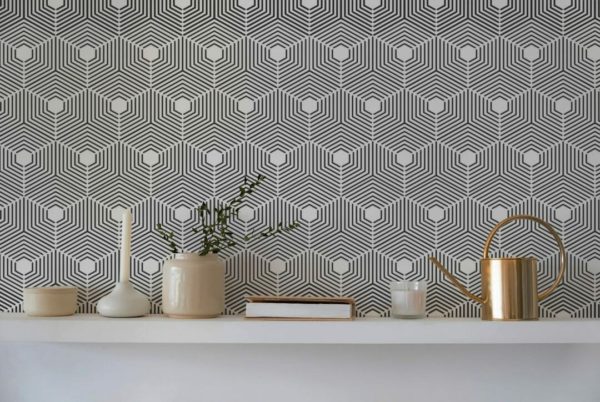 Geometric hexagon stick on wallpaper