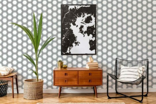 Honeycomb pattern peel stick wallpaper