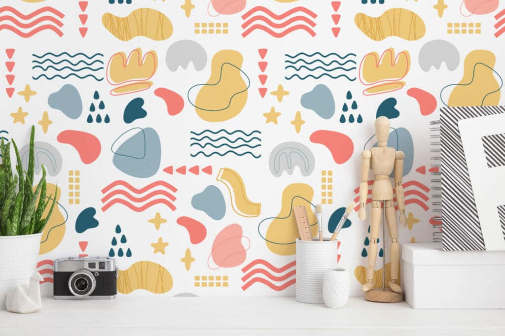 Multicolor shapes wallpaper for kids room