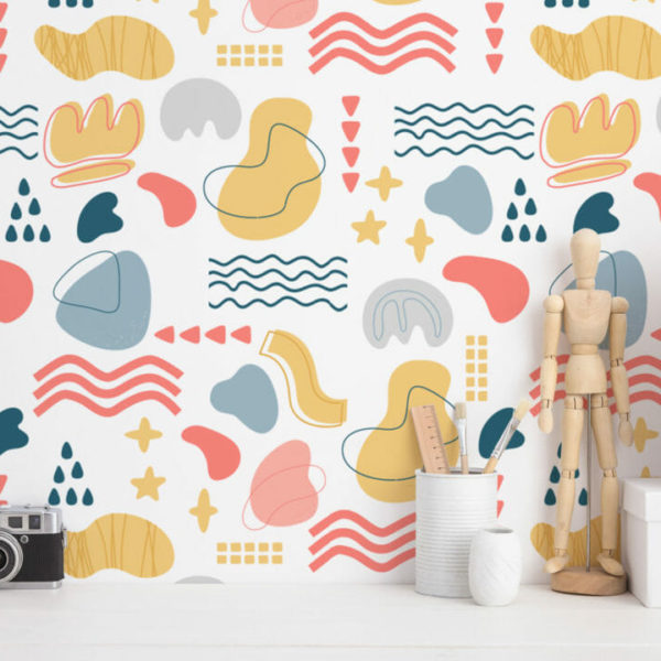 multicolor shapes adhesive wallpaper