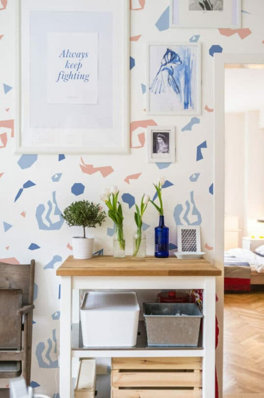 Multicolor abstract geometric shapes peel stick wallpaper