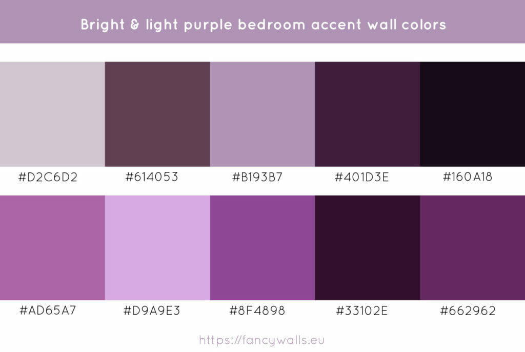 Light purple colors for bedroom accent walls