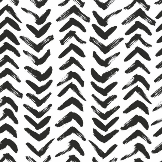 Black and white brush stroke herringbone peel and stick wallpaper