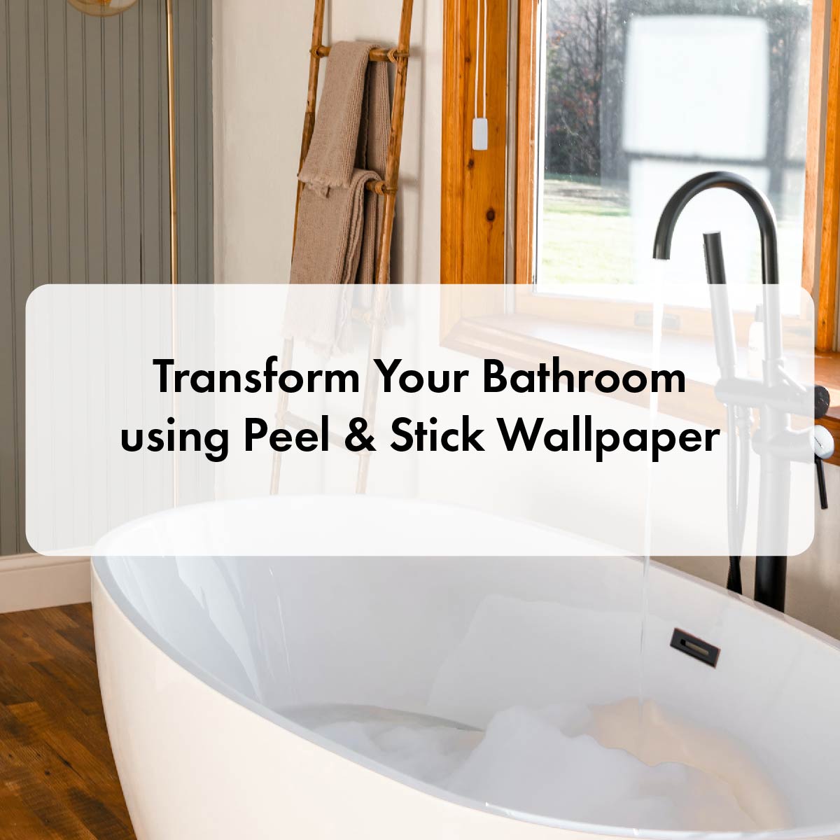 transforming bathroom with peel and stick wallpaper