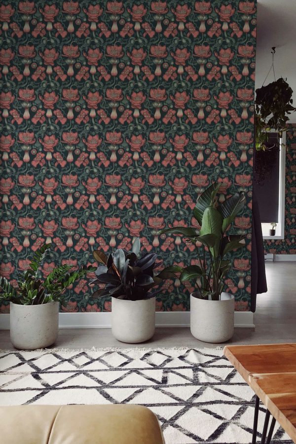 Rustic Brown Floral Essence Removable Wallpaper from Fancy Walls