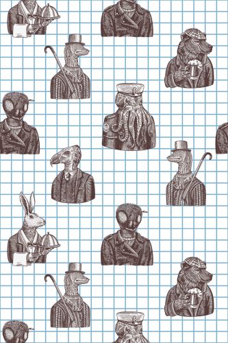Unpasted Wallpaper for Walls - Dapper Beasts by Fancy Walls
