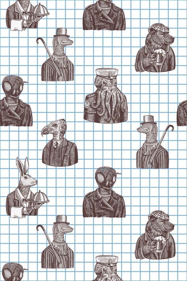 Unpasted Wallpaper for Walls - Dapper Beasts by Fancy Walls