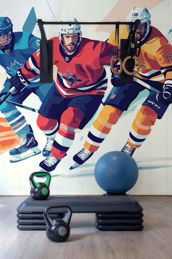 Fancy Walls colorful hockey wall mural peel and stick.