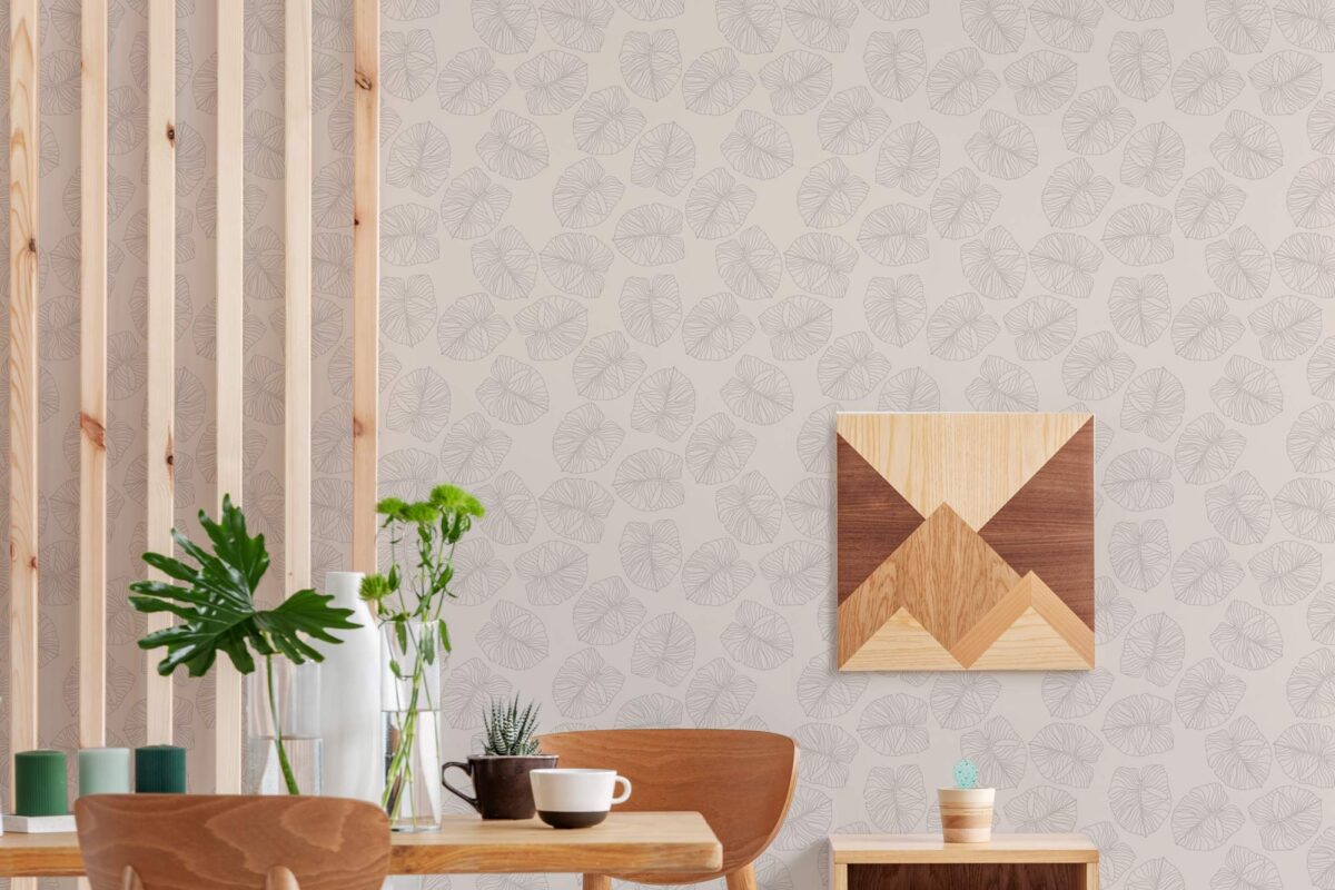 Neutral leaf stick on wallpaper