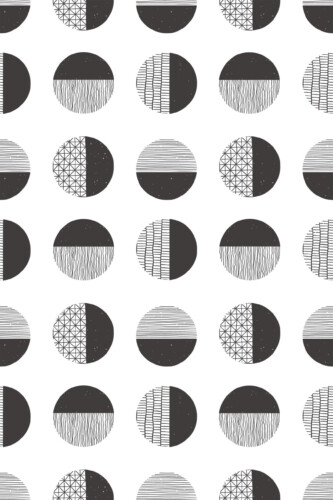 Modern Geometric Circles self-adhesive wallpaper with Scandinavian-inspired black and white circular patterns for modern interiors.