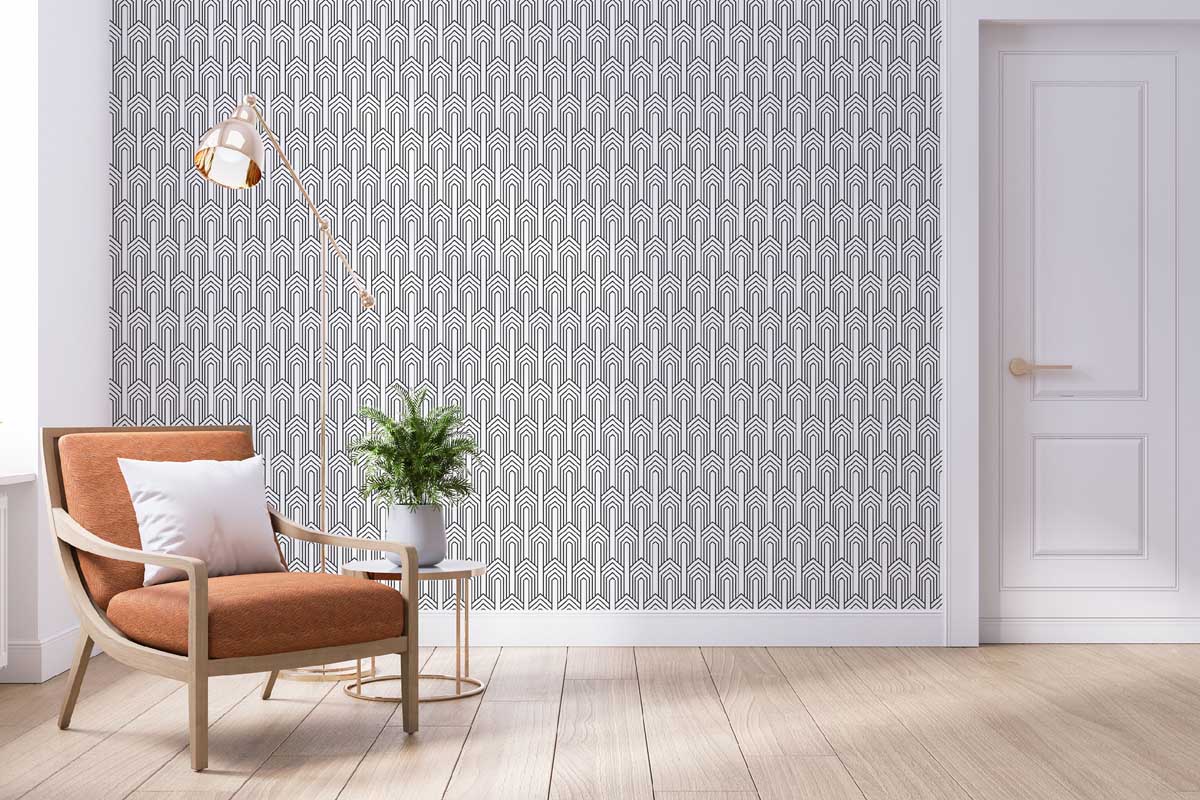 black and white Art Deco arch wallpaper