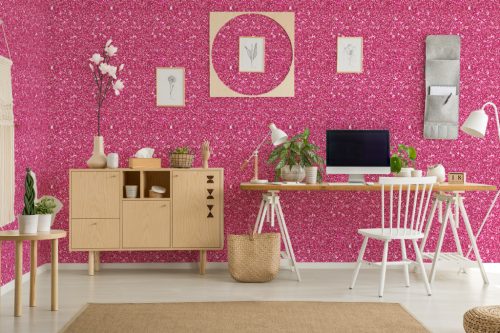 dollhouse inspired glitter effect wallpaper