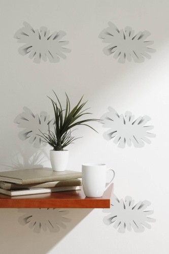 Scandinavian style accent wall decorated with 3d flower peel and stick wallpaper