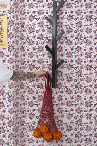 Scandinavian style kitchen decorated with 4th july peel and stick wallpaper