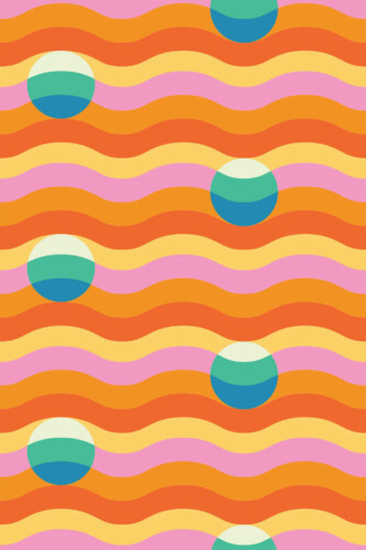 Pattern repeat of 70s Pink Fusion removable wallpaper design