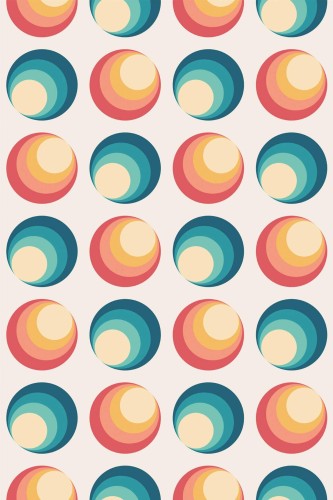 Pattern repeat of 70s retro circle removable wallpaper design