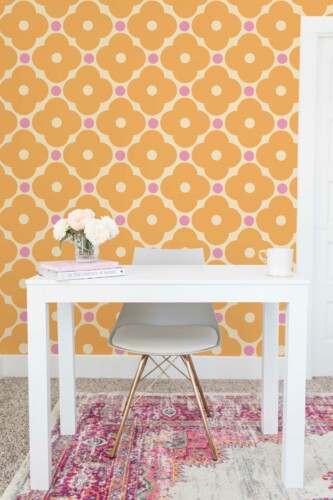 Fancy Walls Peel and Stick Orange Floral Wallpaper