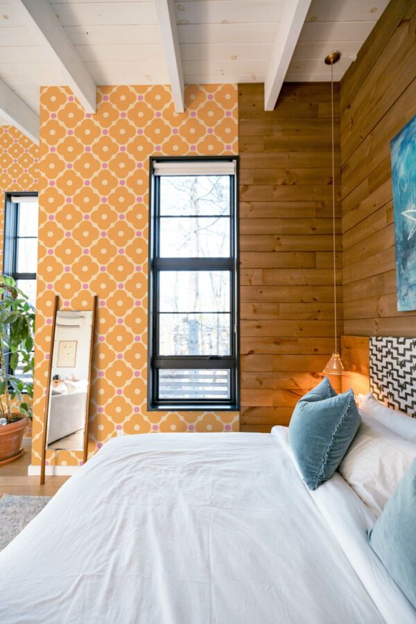 Self-adhesive Zesty Apricot Floral Wallpaper Fancy Walls