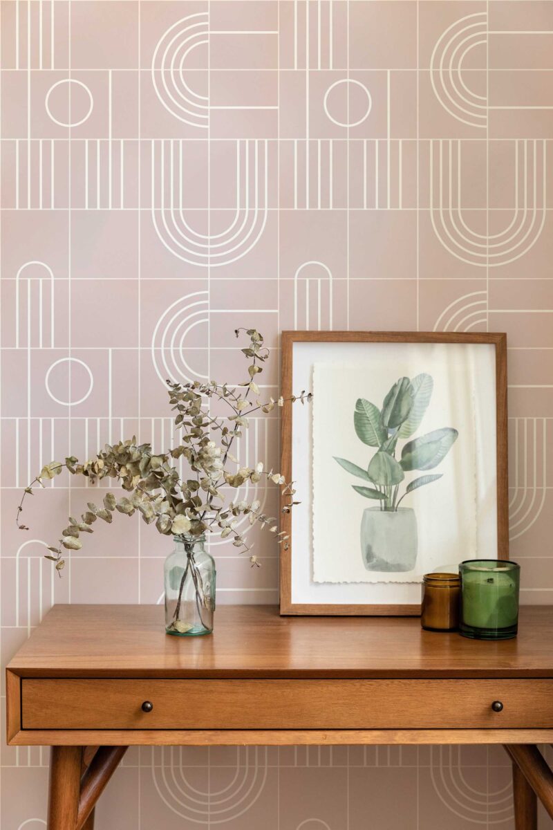 Pink Tile Lines Wallpaper
