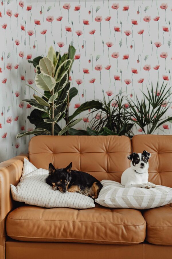 Fancy Walls Peel and Stick White Floral Wallpaper