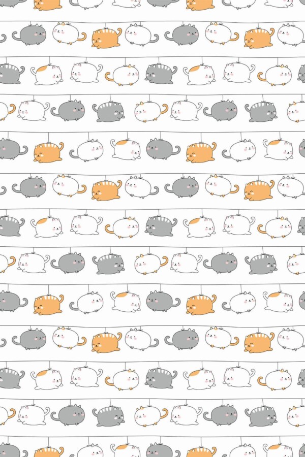 Pattern repeat of Abstract cat removable wallpaper design