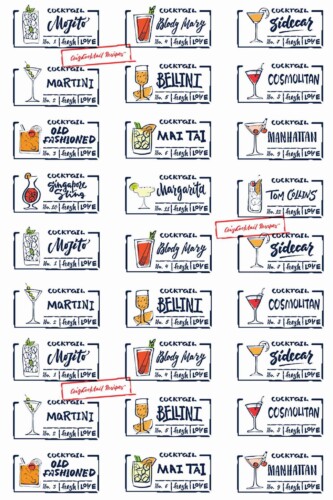 Pattern repeat of Abstract cocktail menu removable wallpaper design