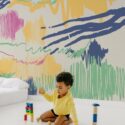 Abstract Doodle Delight peel and stick or non-pasted wall mural. Fancy Walls removable self-adhesive or traditional colorful doodle art eco-friendly and PVC-free kids room mural wallpaper.