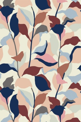 Pattern repeat of Abstract floral design removable wallpaper design
