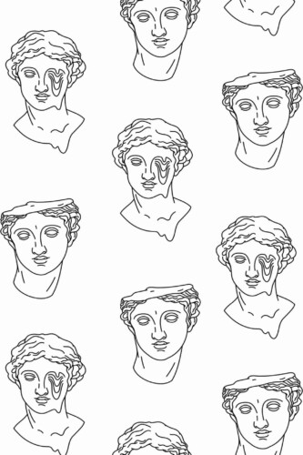 Pattern repeat of Abstract greek head removable wallpaper design