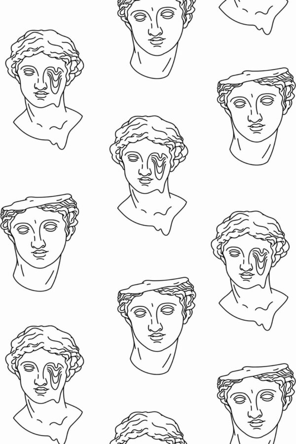 Pattern repeat of Abstract greek head removable wallpaper design