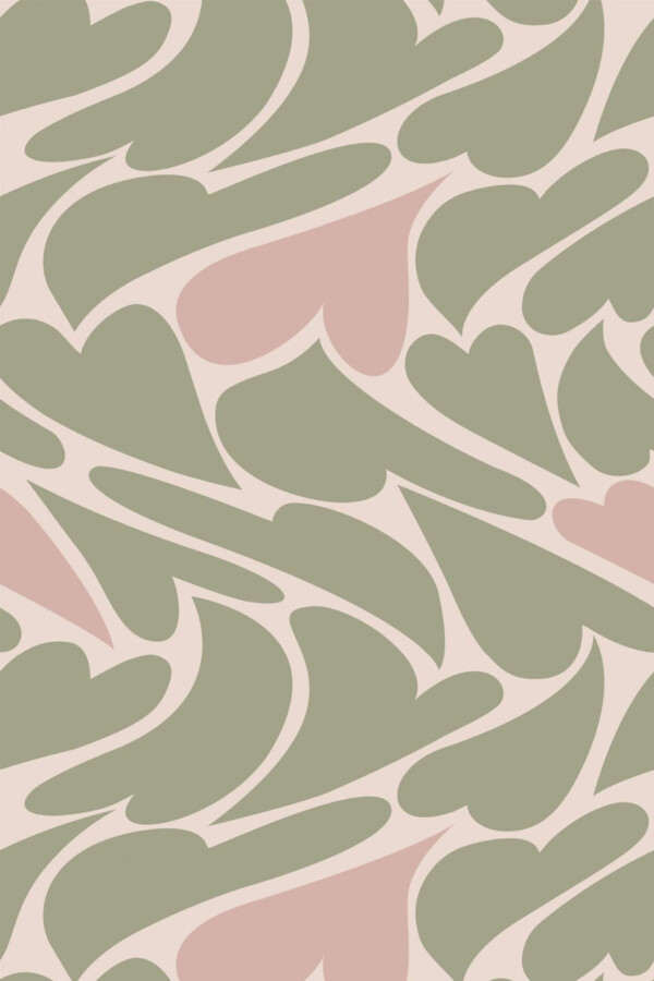 Pattern repeat of Abstract heart removable wallpaper design