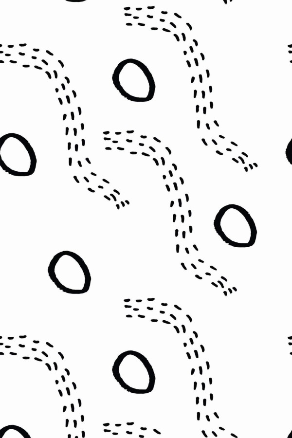Pattern repeat of Abstract lines and circles removable wallpaper design