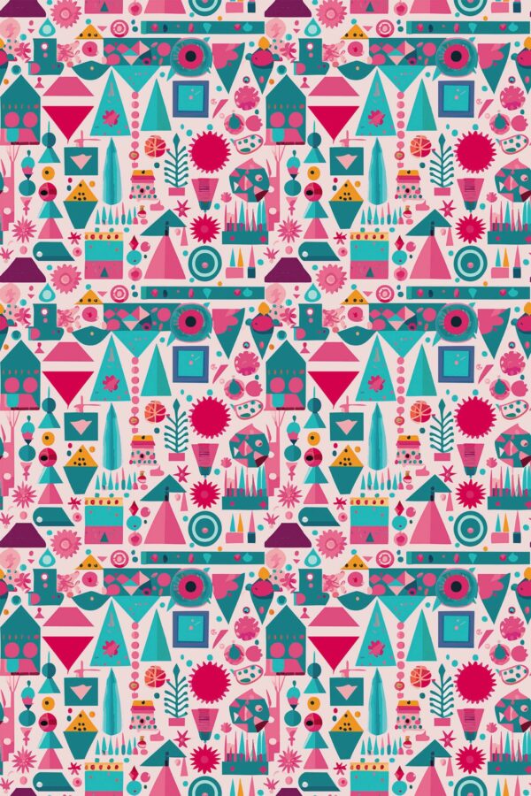 Removable wallpaper in pink geometric pattern from Fancy Walls