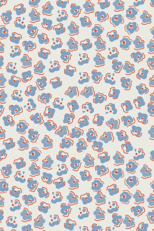 Pattern repeat of Abstract retro floral removable wallpaper design