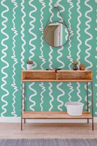 Contemporary style entryway decorated with Abstract stripe peel and stick wallpaper