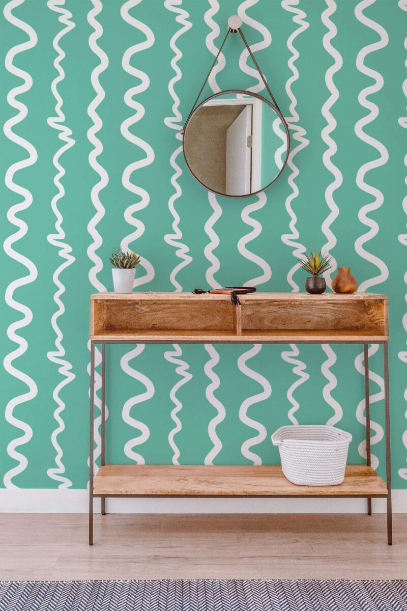 Contemporary style entryway decorated with Abstract stripe peel and stick wallpaper