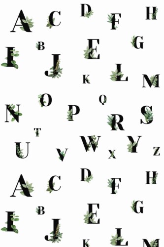Pattern repeat of Aesthetic alphabet removable wallpaper design