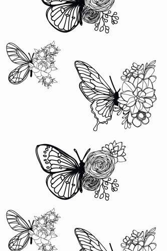 Pattern repeat of Aesthetic butterfly removable wallpaper design