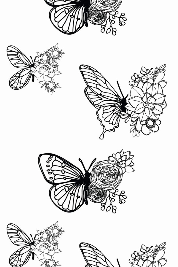 Pattern repeat of Aesthetic butterfly removable wallpaper design