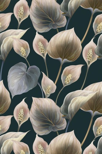 Pattern repeat of Aesthetic calla leaves removable wallpaper design