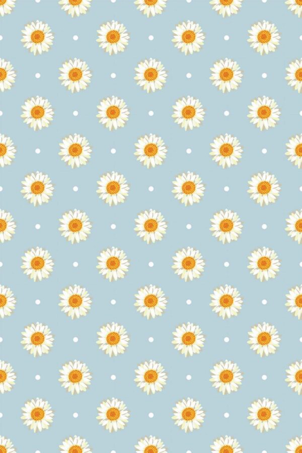 Pattern repeat of Aesthetic daisies polka dot removable wallpaper design
