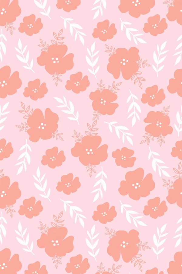 Pattern repeat of Aesthetic hibiscus floral removable wallpaper design