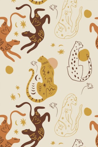 Pattern repeat of Aesthetic leopard pattern removable wallpaper design