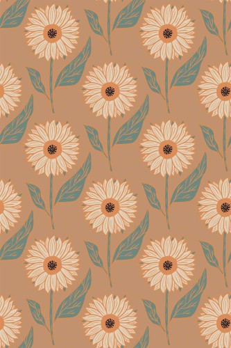 Pattern repeat of Aesthetic sunflower removable wallpaper design