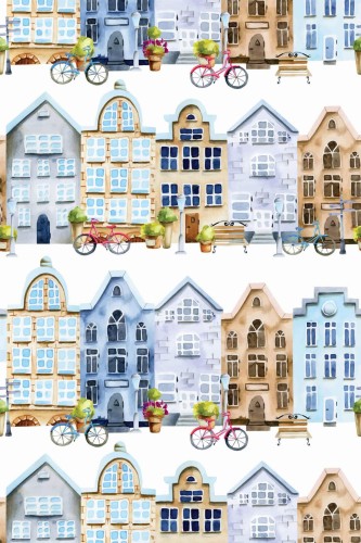 Pattern repeat of Amsterdam removable wallpaper design