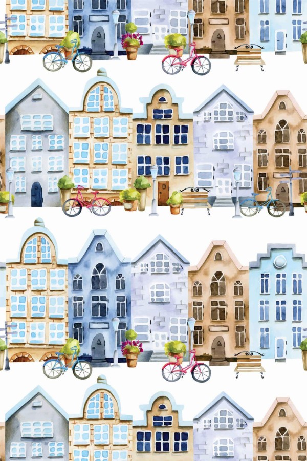 Pattern repeat of Amsterdam removable wallpaper design