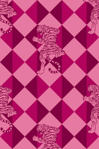 Pattern repeat of Angry tigers removable wallpaper design