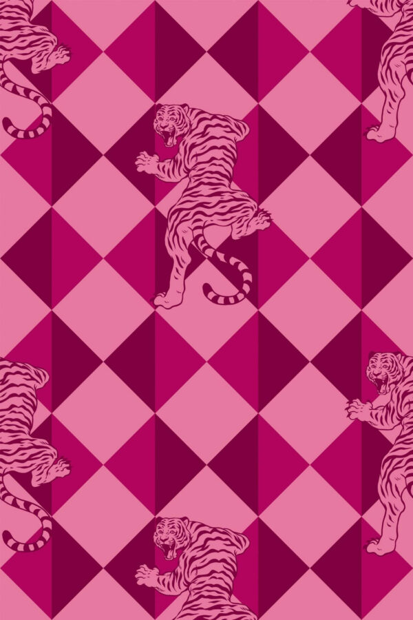 Pattern repeat of Angry tigers removable wallpaper design