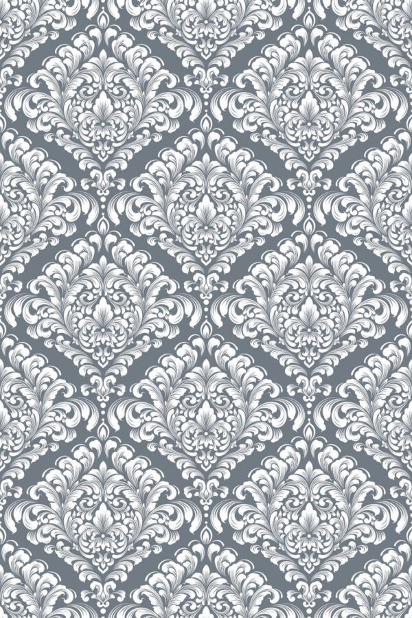 Pattern repeat of Antique damask removable wallpaper design